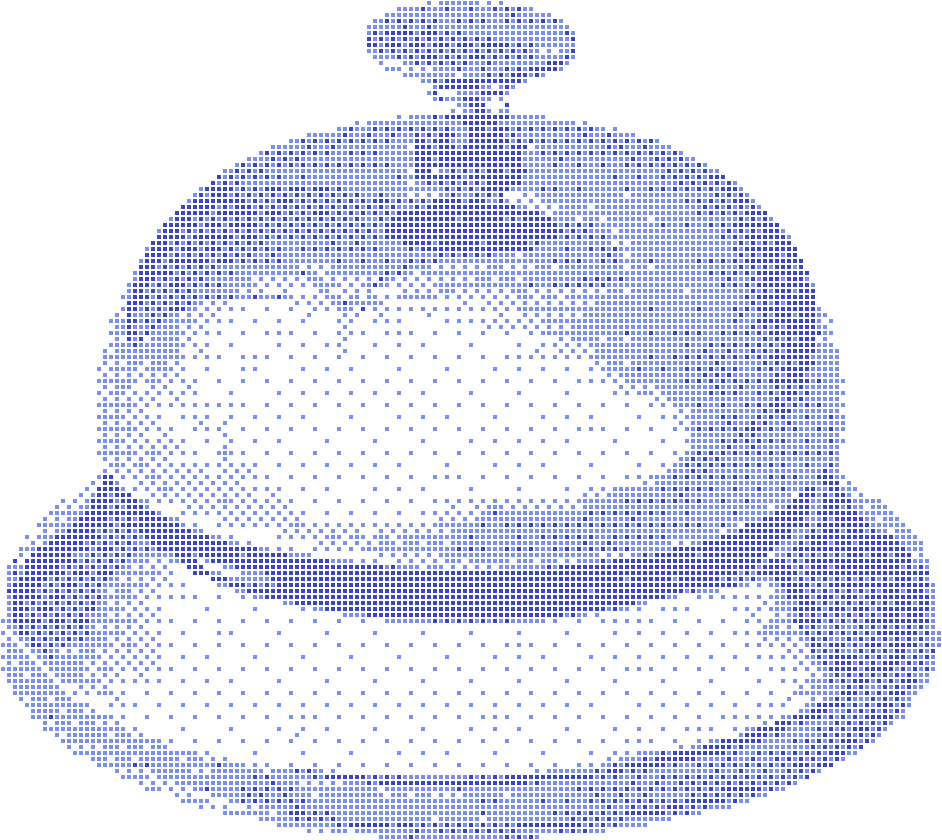 A desk service bell, drawn in small squares
