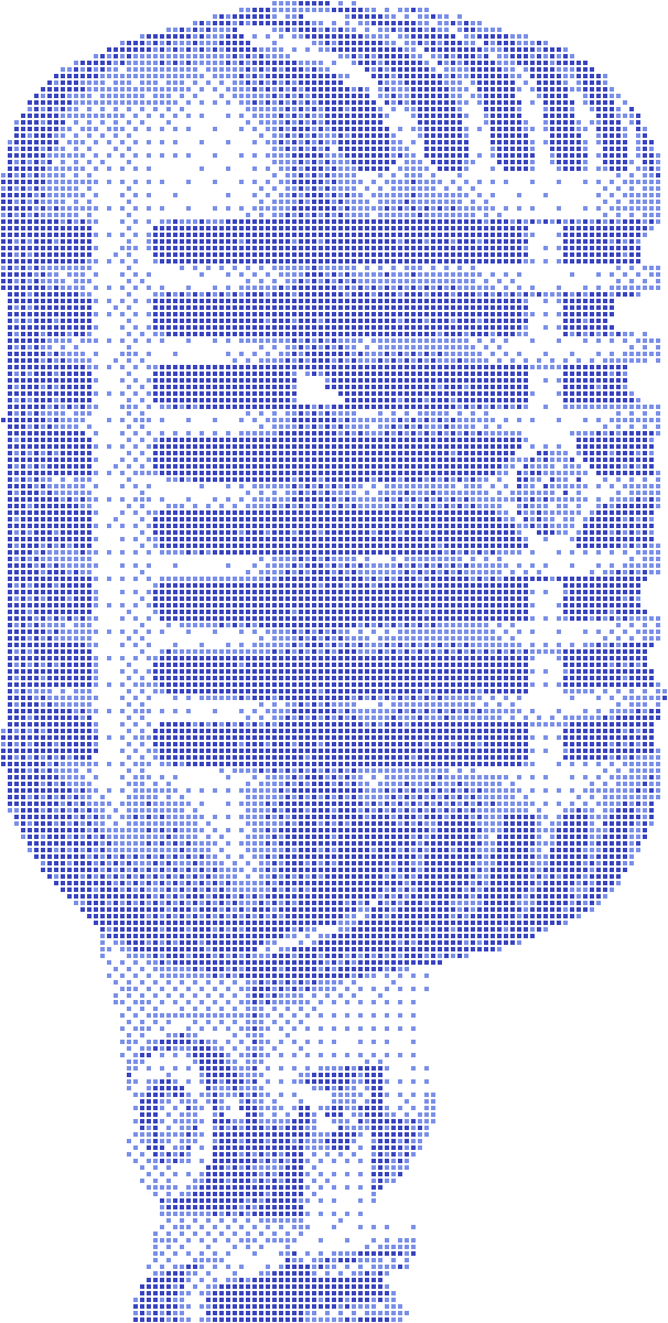 A classic studio microphone, drawn in small squares